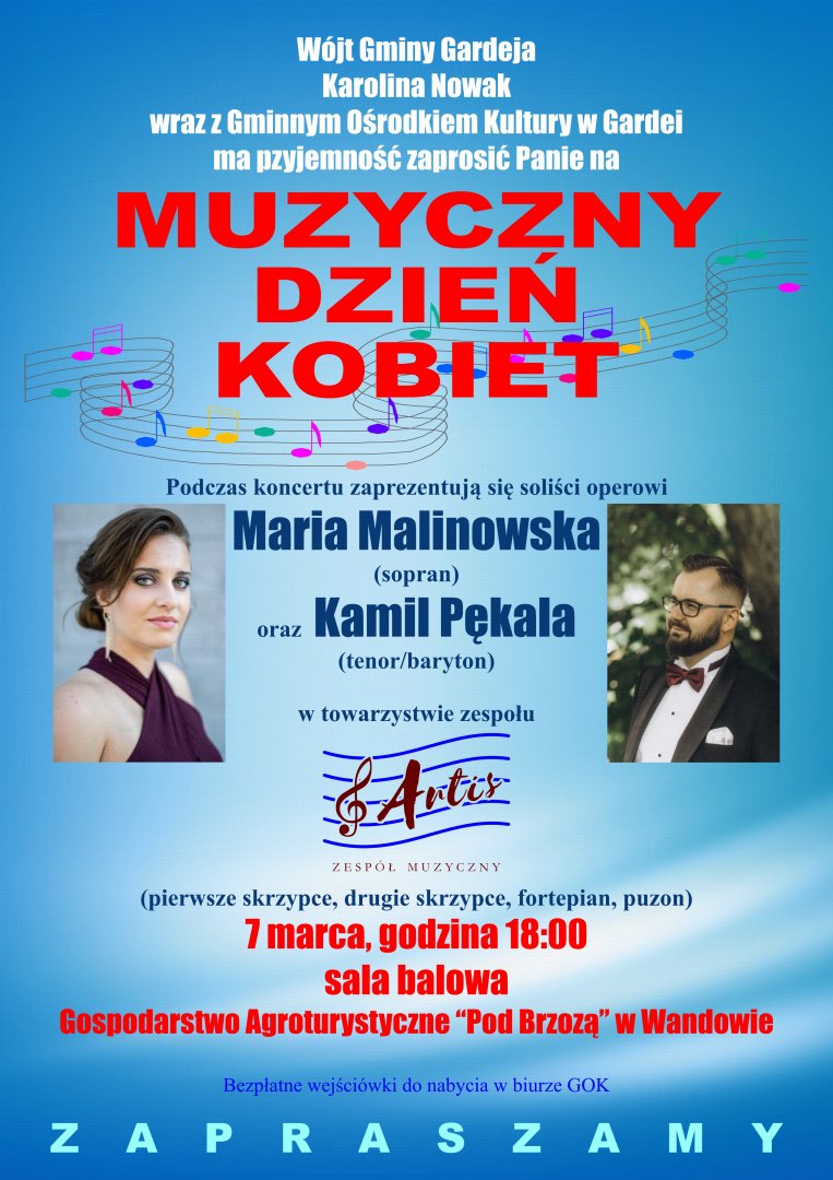 Plakat ilustracyjny do treści artykułu, przedstawiający informacje o organizatorach, dacie i nazwie wydarzenia oraz wizerunek występującej.