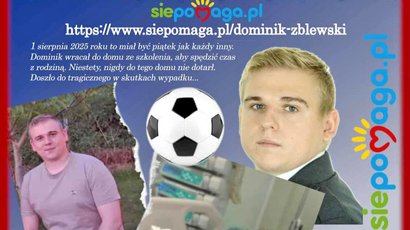 Baner zawiera zdjęcia Dominika i krótki opis, jak doszło do wypadku oraz link do zbiórki