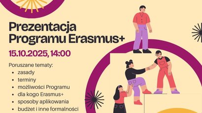  Na zdjęciu znajdują się informacje na temat spotkania oraz grupa rysunkowych postaci.