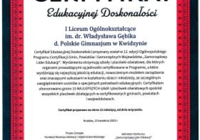Gala Finałowa Programu „Samorządowy Lider Edukacji” 2023