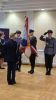 Ustępujący Komendant Komendy Powiatowej Policji w Kwidzynie, insp. Janusz Skosolas w trakcie „pożegnania ze sztandarem”